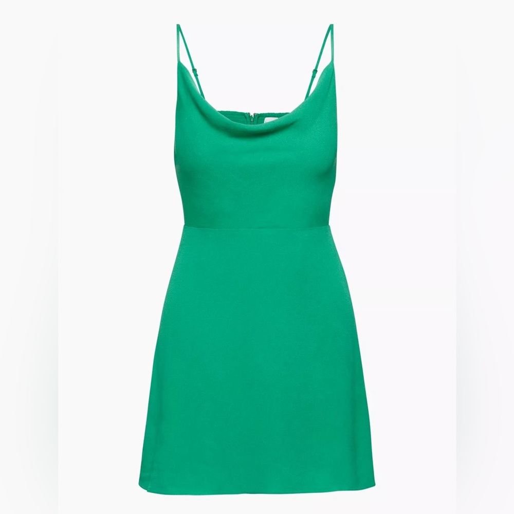 Aritzia Sundeh Green Spencer Cowl Neck Mini Slip Dress Chic Basic Draped Medium